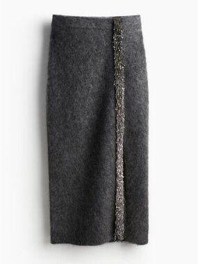 H&M Sold Out A/W Beaded Knit Maxi Skirt with Slit - Women’s Small